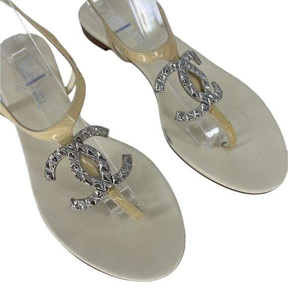 Chanel 2010 Interlocking CC Logo Slingback Sandals - Picture 7 of 16